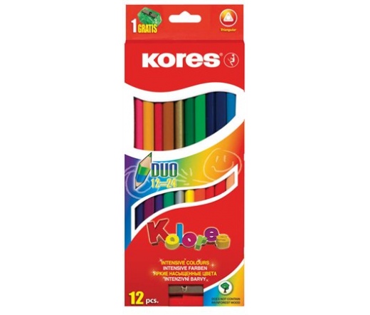 Kores Színes ceruza készlet, kétvégű 12 szín