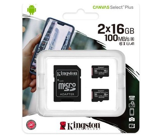 Kingston Canvas Select Plus microSDHC 16GB 2db+ada