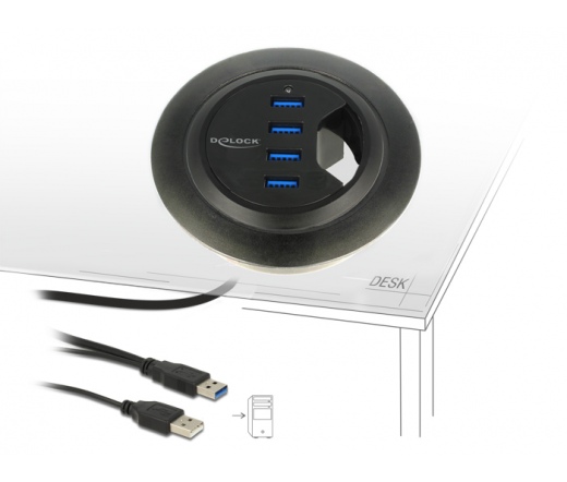 Delock 4 portos asztali USB 3.0 elosztó