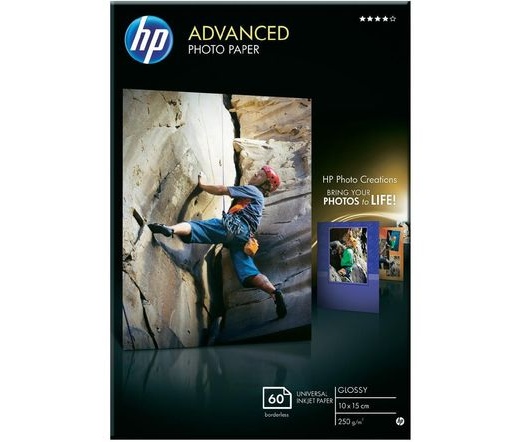HP Advanced fényes 250g 10x15cm 60lap szeg. nélkül