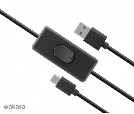 Akasa USB 2.0 Type-A - Type-C kábel kapcsolóval