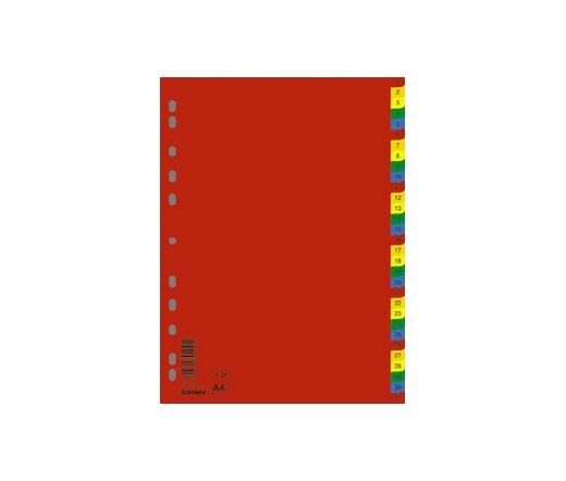 Donau Regiszter, műanyag, A4, 1-31, színes