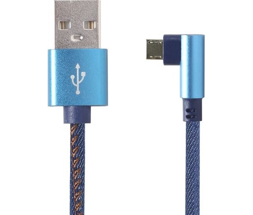 Gembird prémium USB-A/Micro-B 90° jeans (denim) 1m
