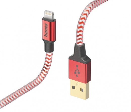 Hama FIC E3 Reflective USB-A/Lightning 1,5m piros
