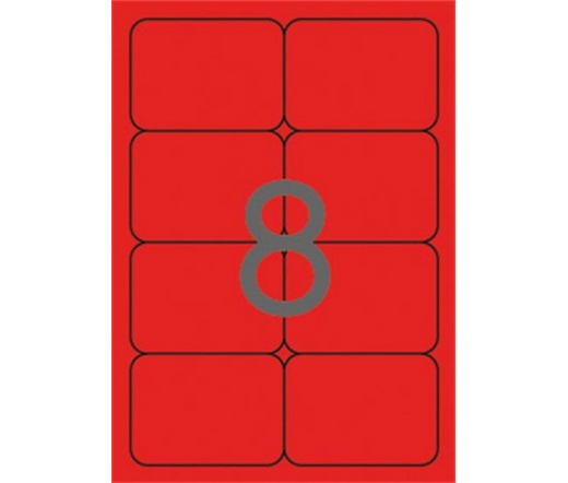 Apli Etikett, 99,1x67,7 mm,piros, kerekített sarkú