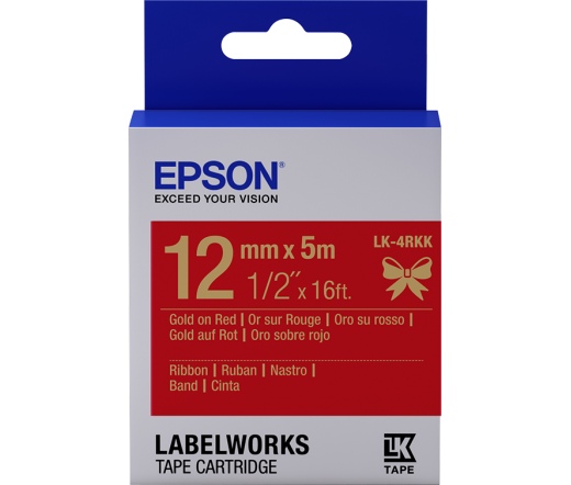 EPSON Satin Ribbon – Red/Gold 12mm(5m) – LK-4RKK