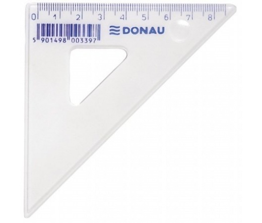 Donau Háromszög vonalzó, műanyag, 45°, 8,5 cm