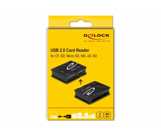 DELOCK USB 2.0 CF/SD/Micro-SD/MS/xD/M2  kártyaolva