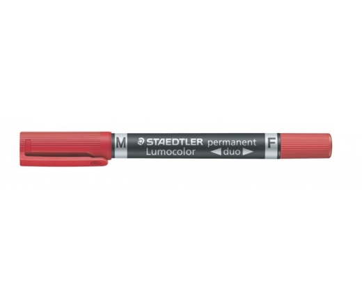 Staedtler marker, F/M, 0,6/1,5 mm,kétvégű, piros