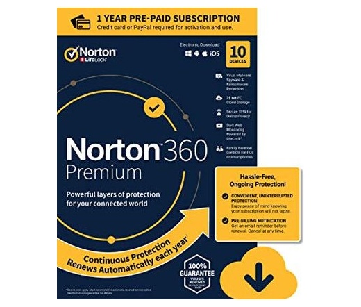 Norton 360 Premium 75GB 1 User 10 Device 1J dt.