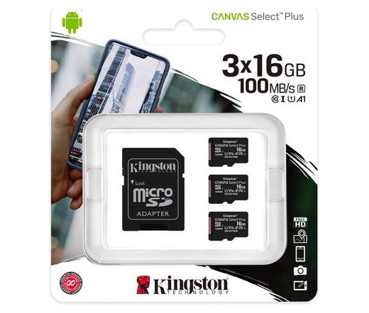 Kingston Canvas Select Plus microSDHC 16GB 3db+ada