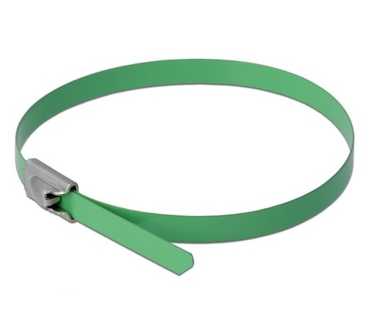 Delock r.m. acél kábelkötegelők 200mm 10db zöld