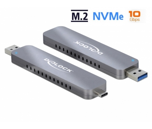 Delock M.2 NVMe SSD ház USB 3.2 Gen 2 Type-A+C