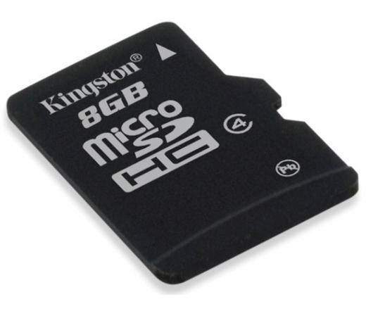 Memóriakártya, Micro SDHC, 8GB, Class 4, adapterre