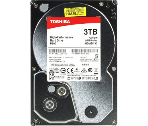 Toshiba P300 3TB 7200RPM 64MB SATA 3,5" Retail