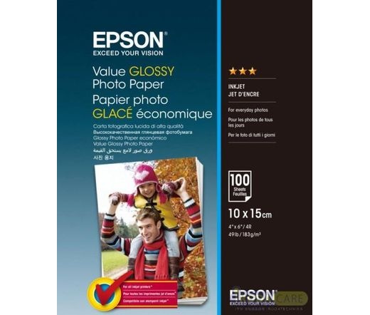 Epson gazdaságos fényes fotópapír 10x15cm 100lap