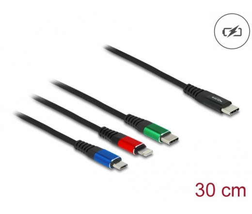 DELOCK 3in1 töltőkábel USB Type-C > Lightning / Mi