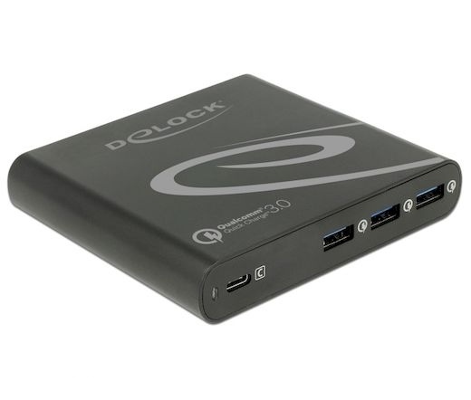 Delock 1 db USB-C PD 85 W + 3 db USB-A QC 3.0