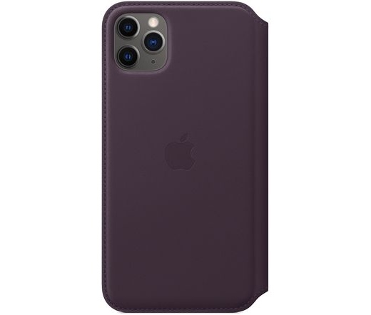 Apple iPhone 11 Pro Max kinyitha. bőrtok padlizsán