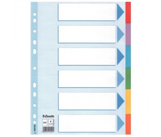 Esselte  Regiszter, karton, A4, 6 részes színes