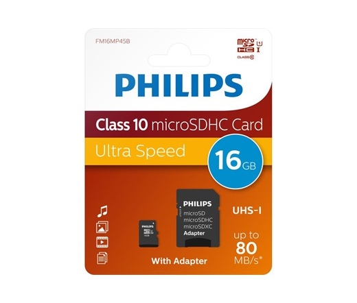 Philips microSDHC 16GB Class 10 UHS-I + adapter