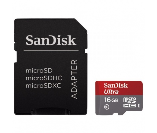 SANDISK microSDHC Ultra 16GB 80MB/s +Adapt.