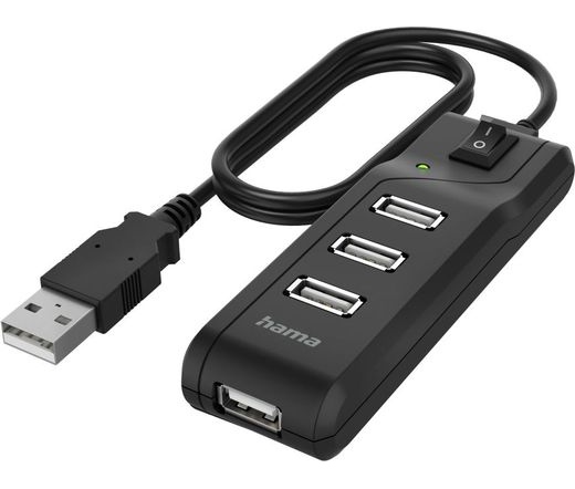Hama 4 portos USB 2.0 hub kapcsolóval