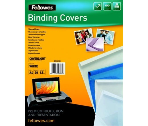 Fellowes Hőkötőborító, A4 Coverlight fehér 20db
