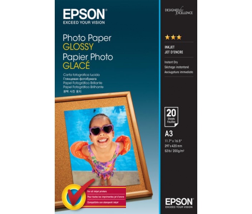 Epson photo paper glossy A3 20db 200g/m2