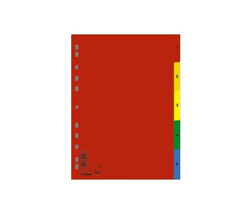 Donau Regiszter, műanyag, A4, 1-5, színes