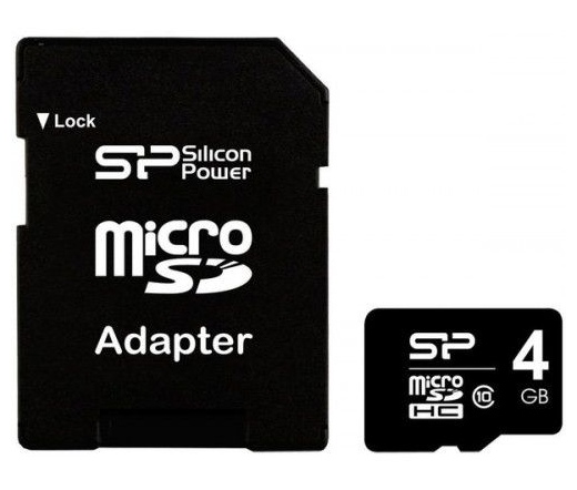Silicon Power MicroSDHC 4GB CL10 + SD adapter