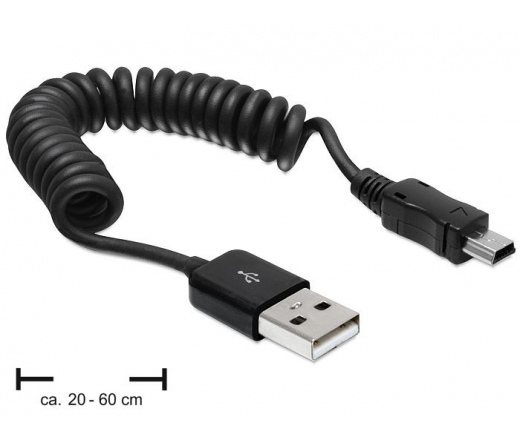 Delock USB 2.0-A apa / USB mini apa spirál