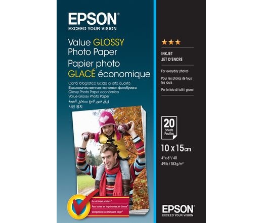 Epson gazdaságos fényes fotópapír 10x15cm 20lap