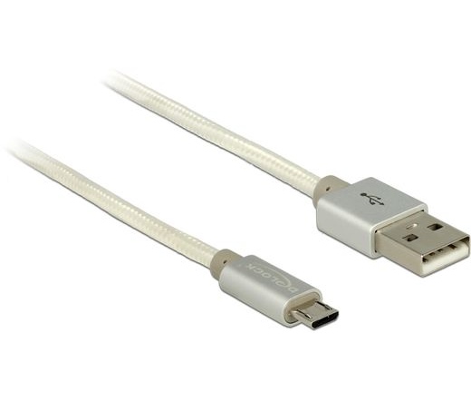 Delock Micro USB 2.0 fonott adat/töltő fehér 2m