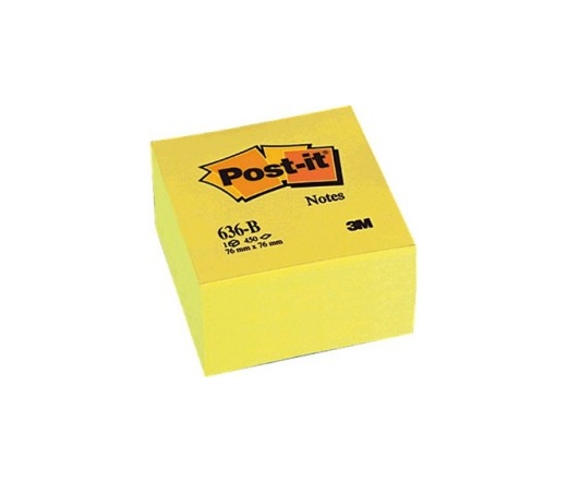 3M Postit Öntapadó jegyzettömb, 76x76 mm, sárga