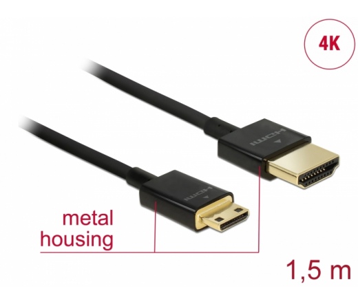 Delock HDMI Ethernettel HDMI-A - Mini-C 3D 4K 1.5m