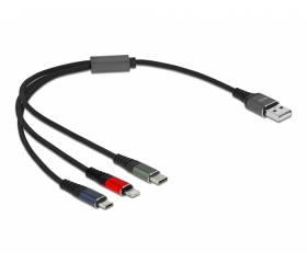 Delock USB-C+Lightning+MicroUSB 3in1 töltőkábel